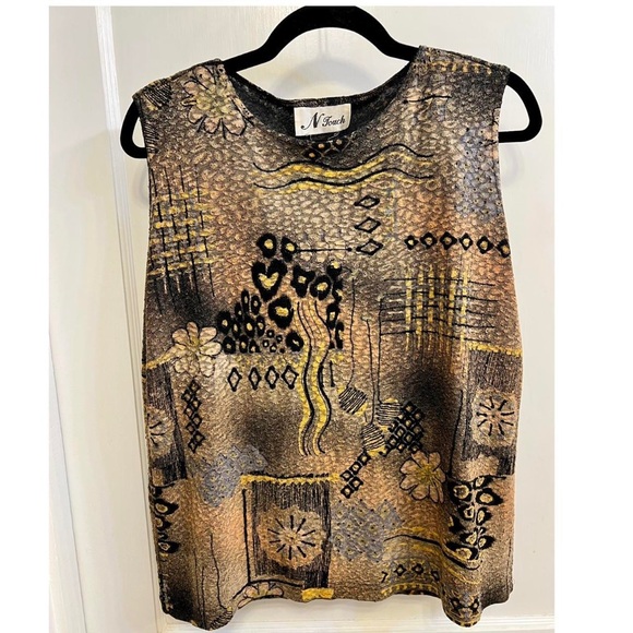 VINTAGE RETRO FLOWER ANIMAL PRINT TANK TOP - Picture 1 of 3